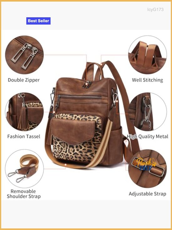 Faux Leather Convertible Backpack Purse for Women with Tassel, Fits 14 inch Amazon.com: Shrrie Backpack Purse for Women Fashion Leather  main image 4